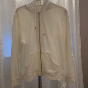 Velour hooded zip-up